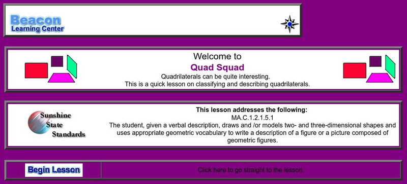 Beacon Learning Center: Quad Squad Lesson Plan Beacon Learning Center: Quad Squad Lesson Plan