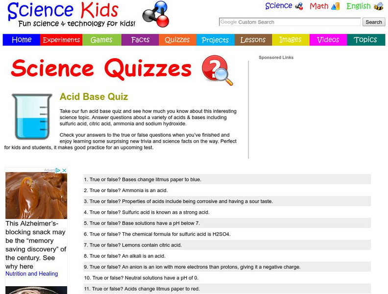 Science Kids: Science Quizzes: Acid Base Quiz Unknown Type Science Kids: Science Quizzes: Acid Base Quiz Unknown Type