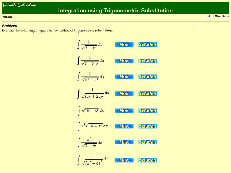 Math Archives: Trigonometric Substitution Activity Math Archives: Trigonometric Substitution Activity
