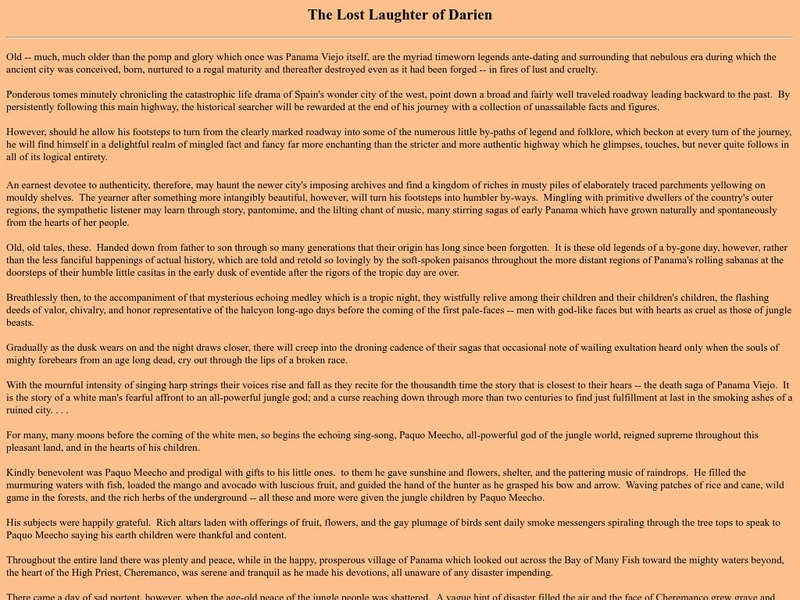 The Lost Laughter of Darien Article The Lost Laughter of Darien Article