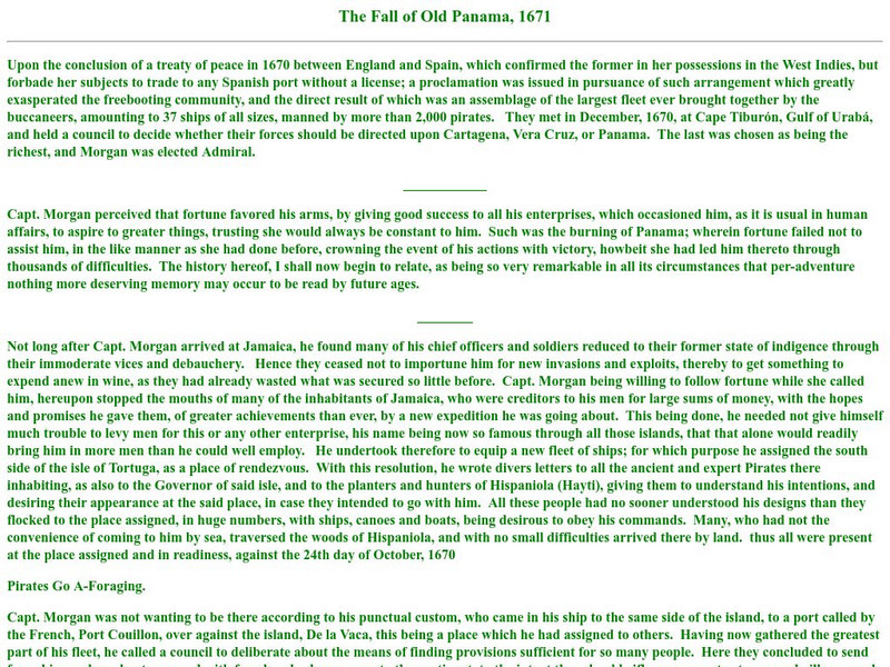 Cz Brats: The Fall of Old Panama 1671 Article Cz Brats: The Fall of Old Panama 1671 Article