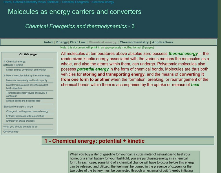 Chem1 Virtual Textbook: Chemical Energy Handout Chem1 Virtual Textbook: Chemical Energy Handout