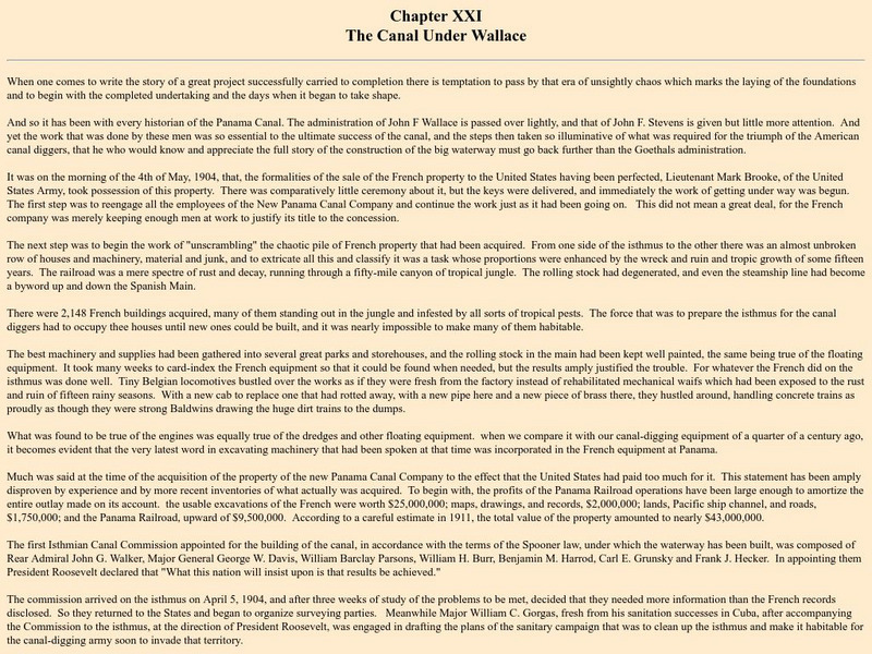 The Canal Under Wallace Article The Canal Under Wallace Article