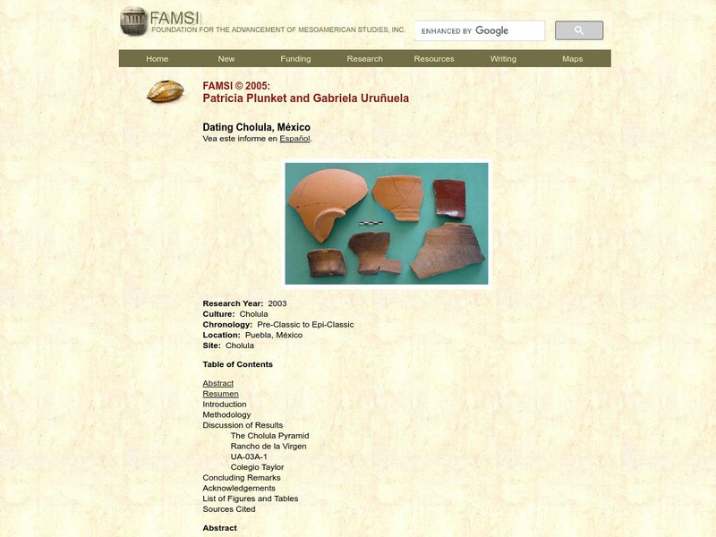 Famsi: Dating Cholula, Mexico (2003) Website Famsi: Dating Cholula, Mexico (2003) Website