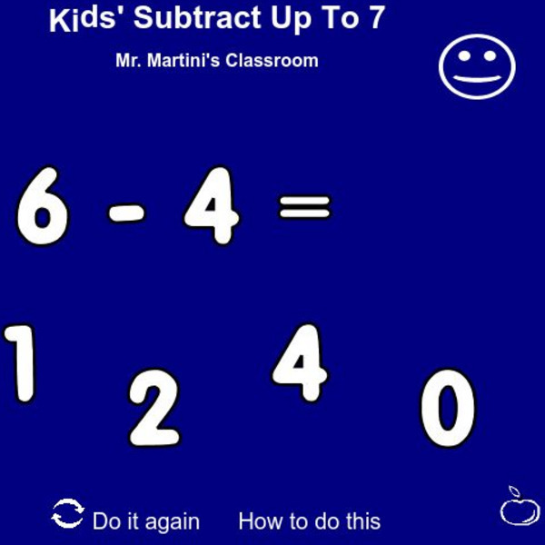 Mr. Martini's Classroom: Kids' Subtraction Facts: Subtract Up to 7 Activity Mr. Martini's Classroom: Kids' Subtraction Facts: Subtract Up to 7 Activity