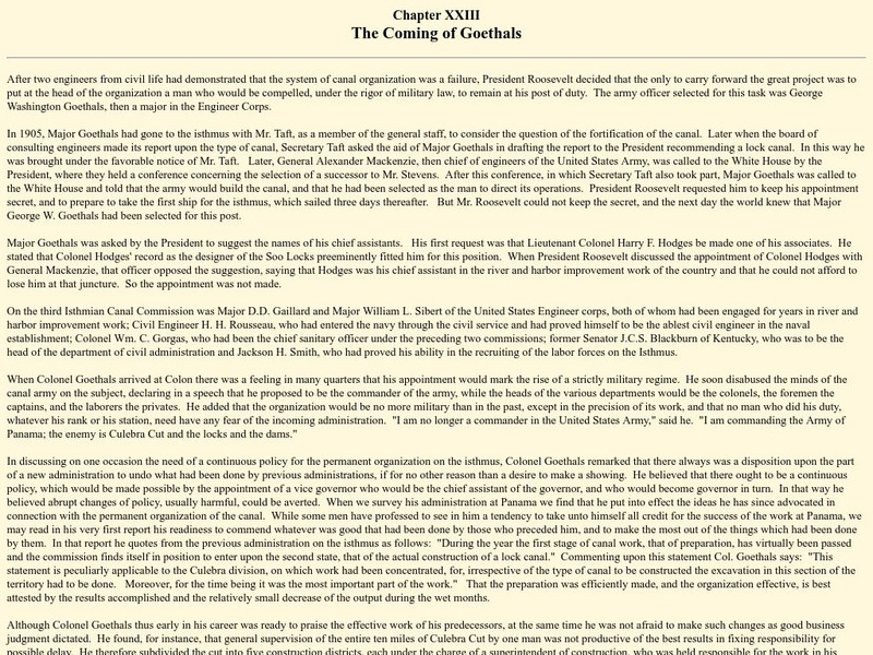 The Coming of Goethals Article