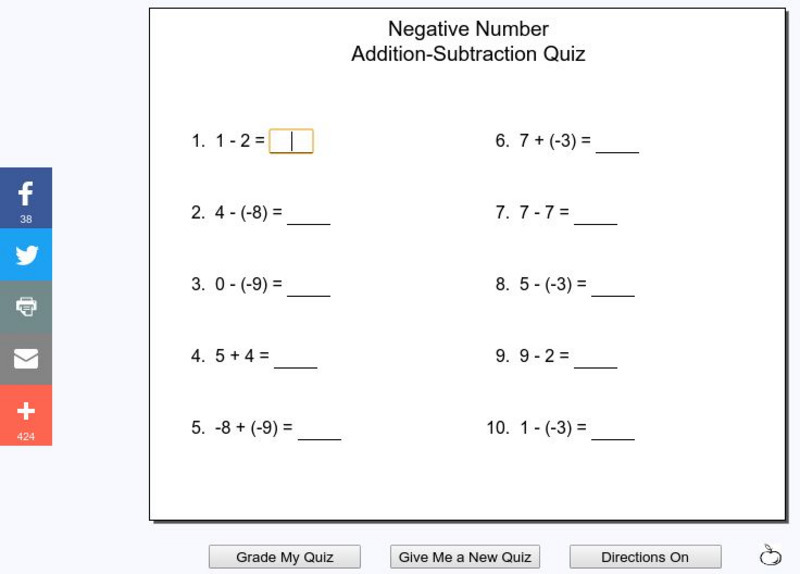 Mr. Martini's Classroom: Negative Number Addition Subtraction Quiz Unknown Type Mr. Martini's Classroom: Negative Number Addition Subtraction Quiz Unknown Type