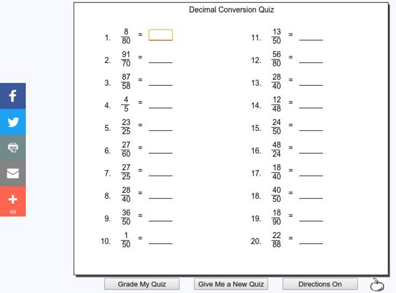 Mr. Martini's Classroom: Fraction to Decimal Quiz Unknown Type Mr. Martini's Classroom: Fraction to Decimal Quiz Unknown Type
