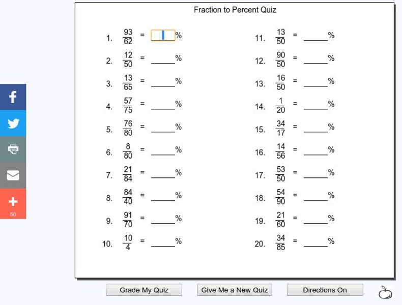 Mr. Martini's Classroom: Fraction to Percent Quiz Unknown Type Mr. Martini's Classroom: Fraction to Percent Quiz Unknown Type