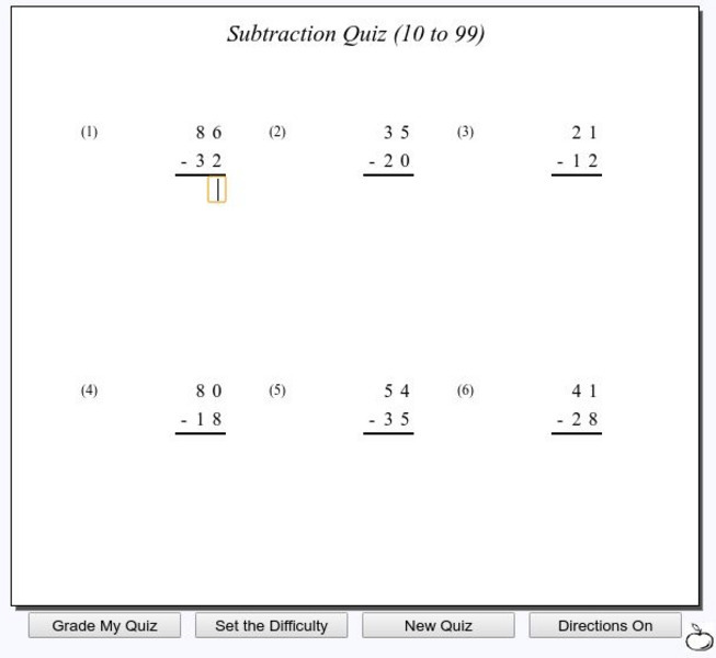 Mr. Martini's Classroom: Subtraction Quiz (10 to 99) Unknown Type Mr. Martini's Classroom: Subtraction Quiz (10 to 99) Unknown Type
