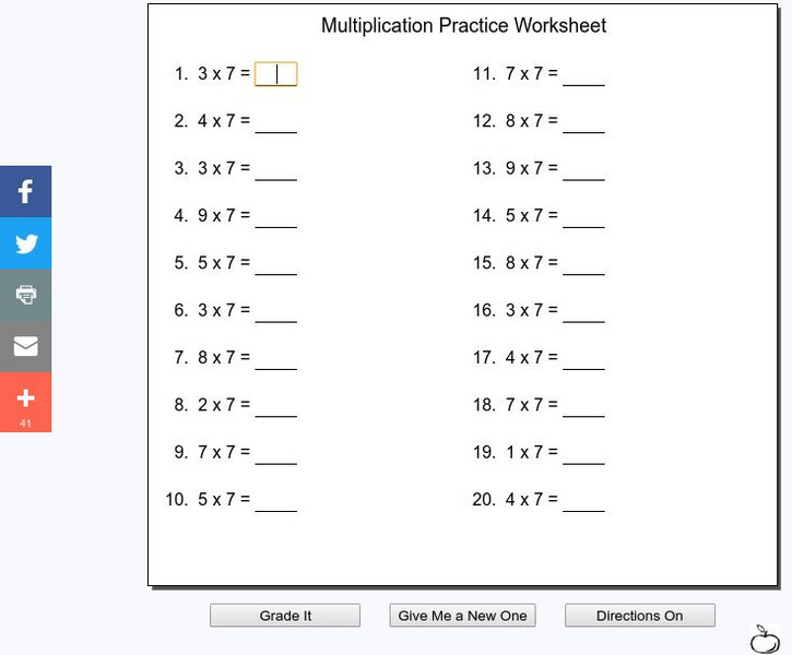 Mr. Martini's Classroom: Multiplication Practice Worksheet: Multiply by Seven Unknown Type Mr. Martini's Classroom: Multiplication Practice Worksheet: Multiply by Seven Unknown Type