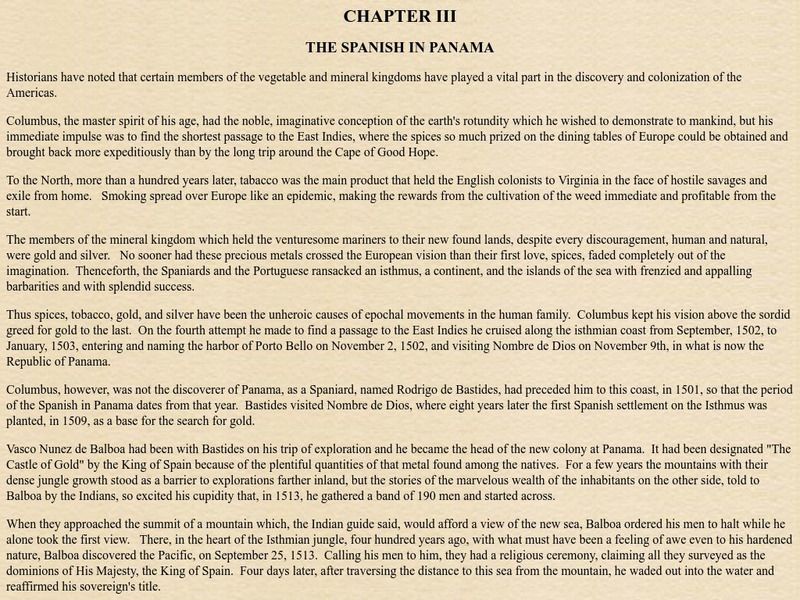 The Americans in Panama: The Spanish in Panama Article The Americans in Panama: The Spanish in Panama Article