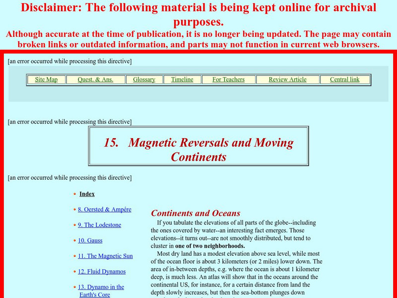 Nasa: Magnetic Reversals and Moving Continents Handout Nasa: Magnetic Reversals and Moving Continents Handout