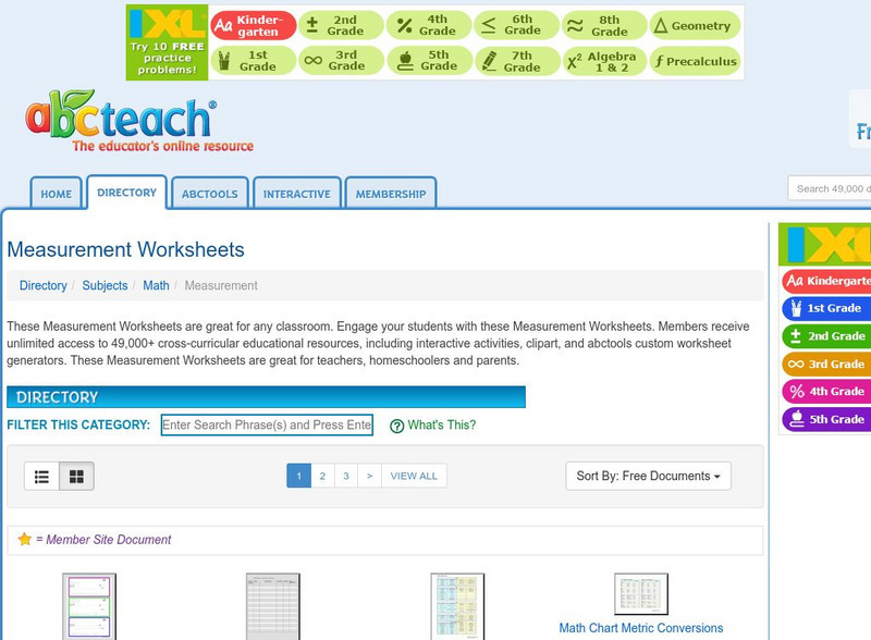 Abcteach: Math: Measurement Unknown Type Abcteach: Math: Measurement Unknown Type