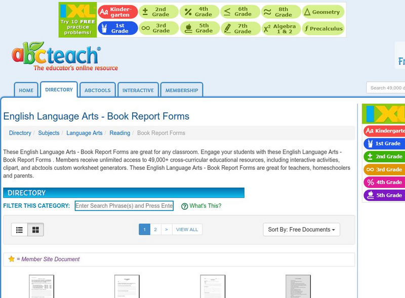 Abcteach: Book Report Forms Unit Plan Abcteach: Book Report Forms Unit Plan