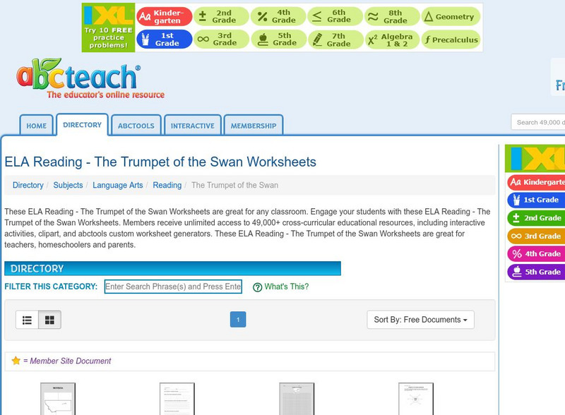Abcteach: Trumpet of the Swan Unknown Type Abcteach: Trumpet of the Swan Unknown Type