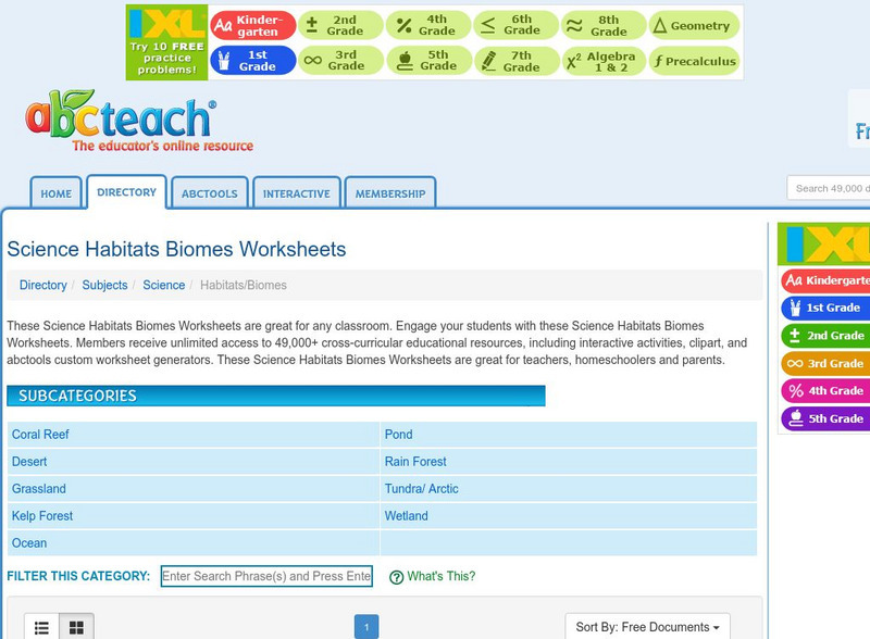 Abcteach: Habitats and Biomes Activity Abcteach: Habitats and Biomes Activity