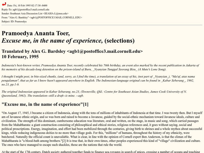 World History Archives: Excuse Me, in the Name of Experience Article World History Archives: Excuse Me, in the Name of Experience Article