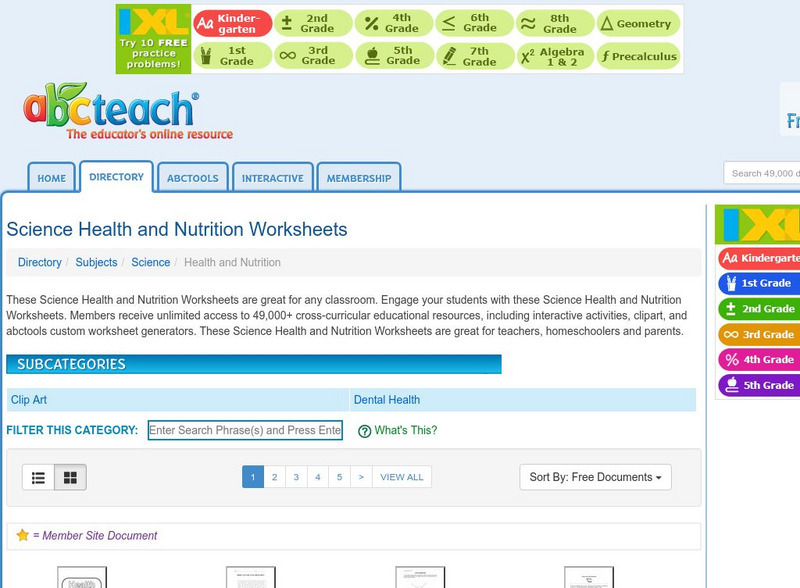 Abcteach: Science: Health and Nutrition Activity Abcteach: Science: Health and Nutrition Activity