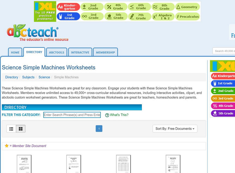 Abcteach: Science: Simple Machines Activity Abcteach: Science: Simple Machines Activity