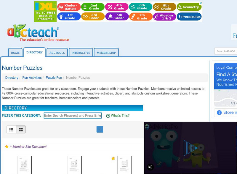 Abcteach: Number Puzzles Activity Abcteach: Number Puzzles Activity