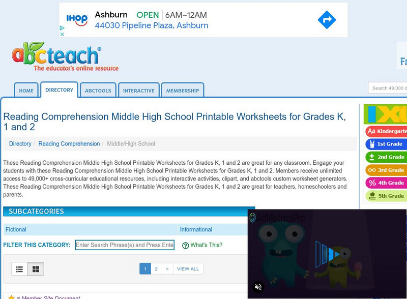 Abcteach: Middle/high School Reading Comprehension Unknown Type Abcteach: Middle/high School Reading Comprehension Unknown Type