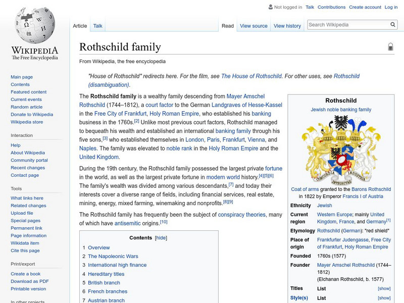 Wikipedia: Rothschild Family Handout