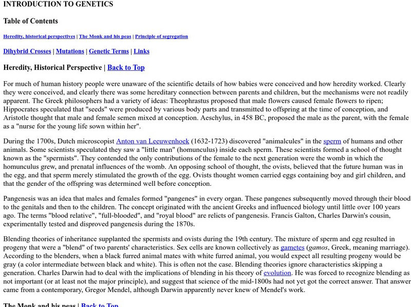 Online Biology Book: Introduction to Genetics Handout Online Biology Book: Introduction to Genetics Handout