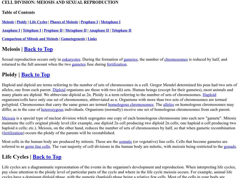 Online Biology Book: Cell Division: Meiosis and Sexual Reproduction eBook Online Biology Book: Cell Division: Meiosis and Sexual Reproduction eBook