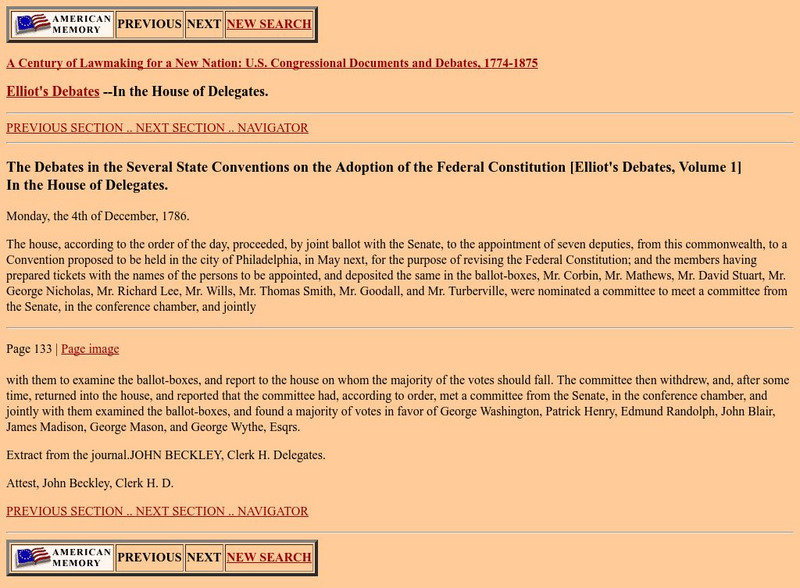 Loc: American Memory: Debates in Several State Conventions Primary Loc: American Memory: Debates in Several State Conventions Primary