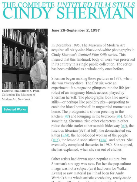 Mo Ma: Untitled Film Stills: Cindy Sherman Interactive