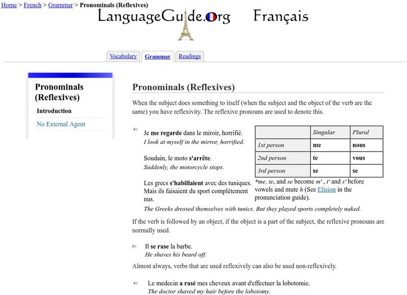Language Guide: Pronominals (Reflexives) Website Language Guide: Pronominals (Reflexives) Website