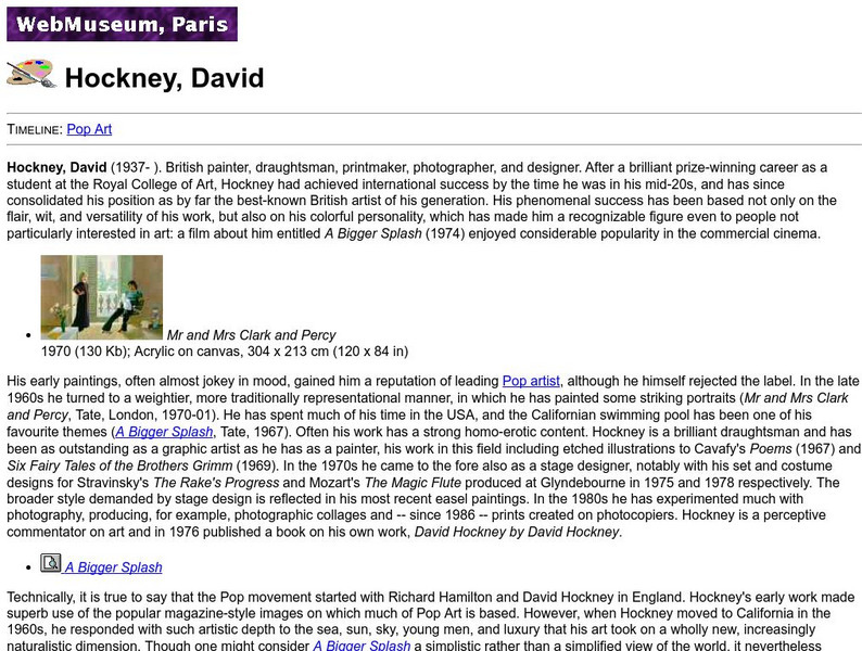 Ibiblio: Web Museum: David Hockney Handout Ibiblio: Web Museum: David Hockney Handout