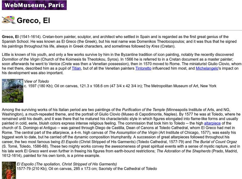 Ibiblio: Web Museum: El Greco Website Ibiblio: Web Museum: El Greco Website