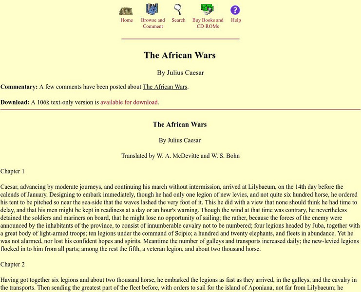 Mit: Internet Classics Archive: Caesar: The African Wars Primary Mit: Internet Classics Archive: Caesar: The African Wars Primary