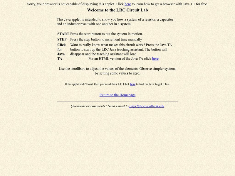 Caltech Physics: Lrc Circuit Applet Interactive Caltech Physics: Lrc Circuit Applet Interactive