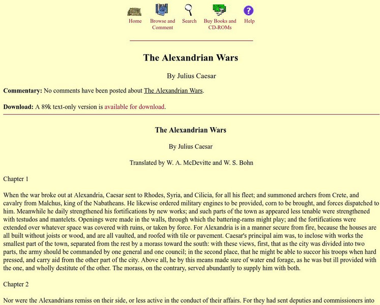 Mit: Internet Classics Archive: Caesar: The Alexandrian Wars Primary Mit: Internet Classics Archive: Caesar: The Alexandrian Wars Primary