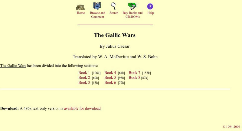 Mit: Internet Classics Archive: Caesar: The Gallic Wars Primary Mit: Internet Classics Archive: Caesar: The Gallic Wars Primary