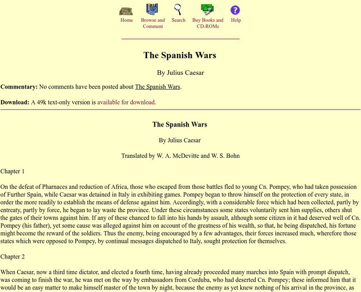 Mit: Internet Classics Archive: Caesar: The Spanish Wars Primary Mit: Internet Classics Archive: Caesar: The Spanish Wars Primary