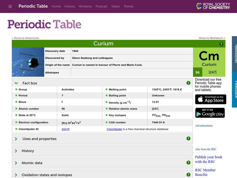 Periodic Table: Curium Handout Periodic Table: Curium Handout
