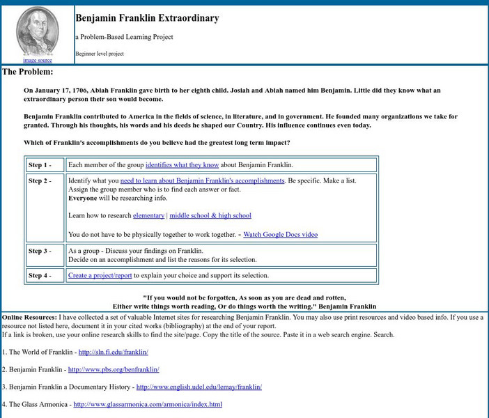 Mrs. O's House: Benjamin Franklin Extraordinary Activity