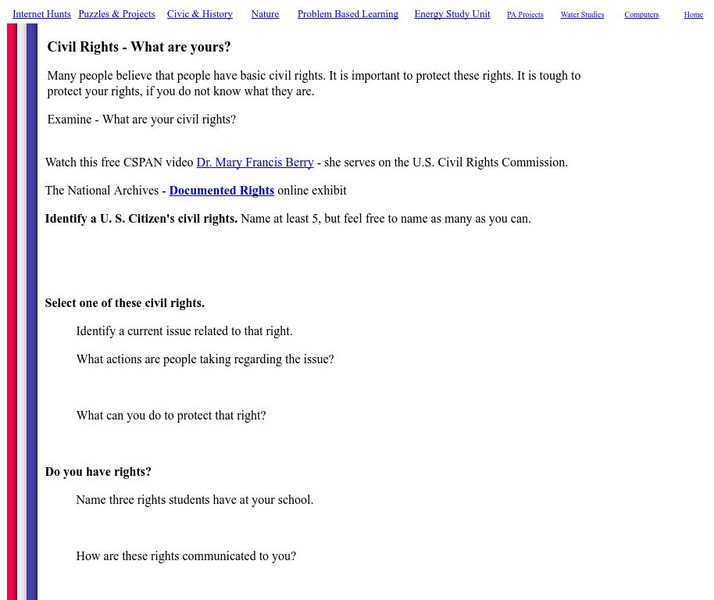 Mrs. O's House: Civil Rights What Are Yours? Activity Mrs. O's House: Civil Rights What Are Yours? Activity