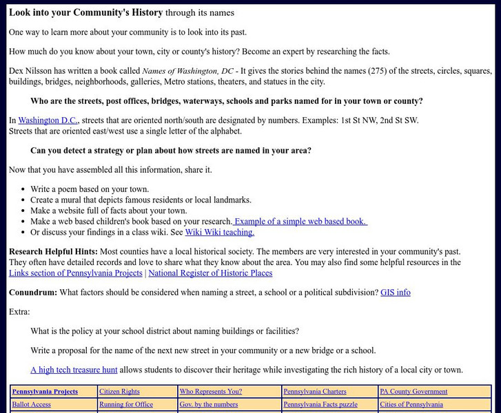 Mrs. O's House: Look Into Your Community History Through Its Names Activity Mrs. O's House: Look Into Your Community History Through Its Names Activity