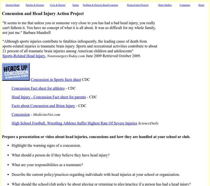Mrs. O's House: Concussion and Head Injury Action Plan Lesson Plan Mrs. O's House: Concussion and Head Injury Action Plan Lesson Plan