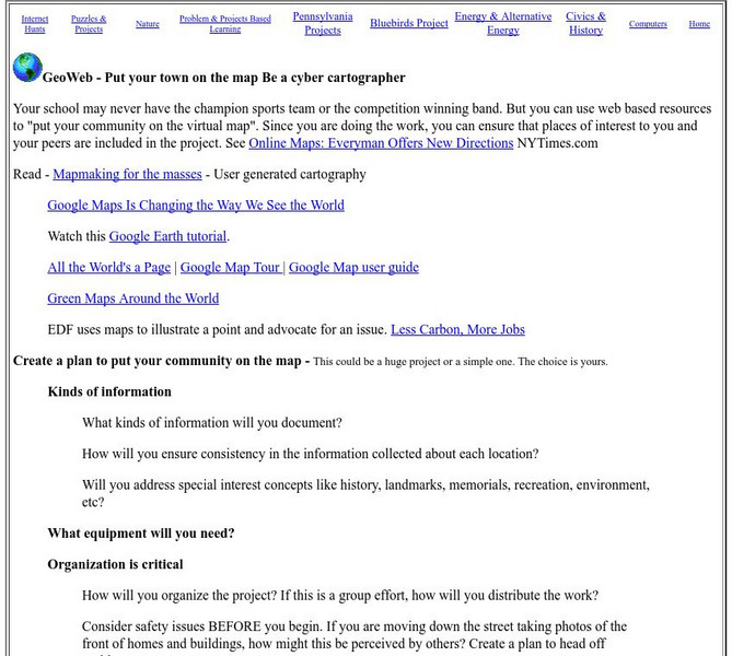 Mrs. O's House: Geo Web: Be a Cyber Cartographer Lesson Plan Mrs. O's House: Geo Web: Be a Cyber Cartographer Lesson Plan