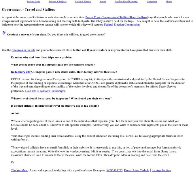 Mrs. O's House: Government Travel and Staffers Lesson Plan Mrs. O's House: Government Travel and Staffers Lesson Plan