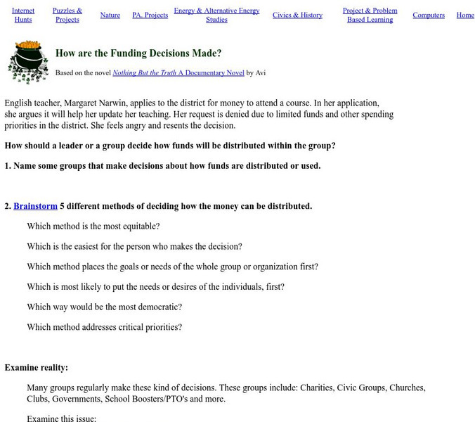 Mrs. O's House: How Are Funding Decisions Made? Lesson Plan Mrs. O's House: How Are Funding Decisions Made? Lesson Plan