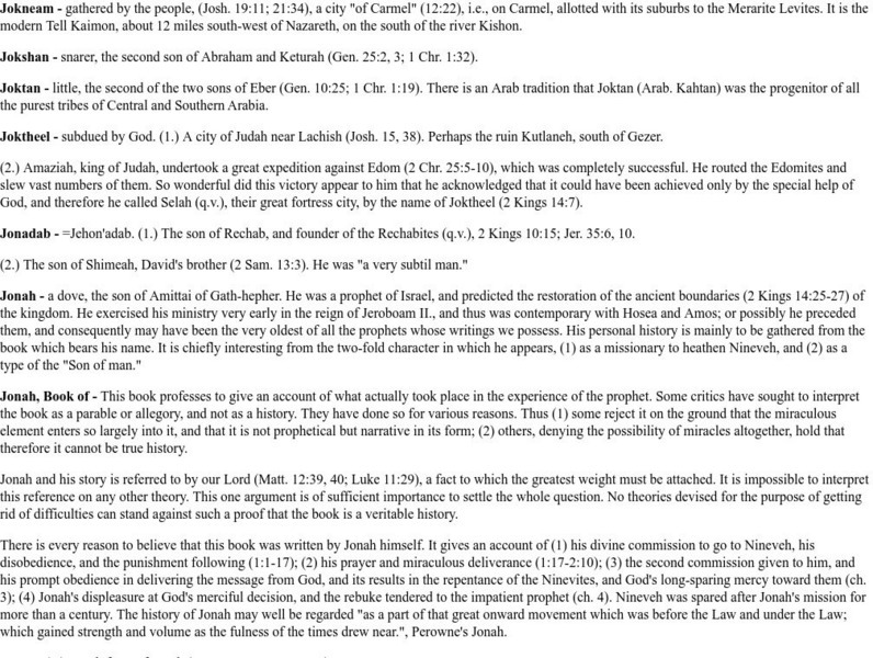 Easton's Bible Dictionary: Jonah Handout Easton's Bible Dictionary: Jonah Handout
