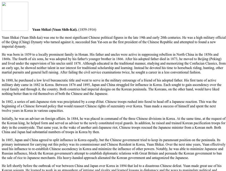 Byu: Wwi Document Archive: Yuan Shikai Handout