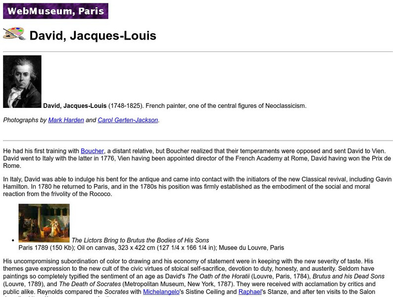 Ibiblio: Web Museum: Jacques Louis David Handout